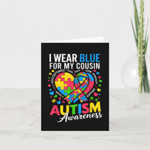 I Wear Blue For My Cousin Autism Awareness Kaart