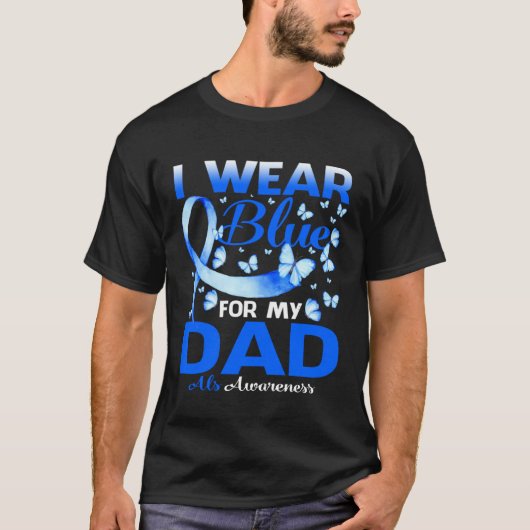 I Wear Blue For My Dad Als Awareness T-shirt (Voorkant)