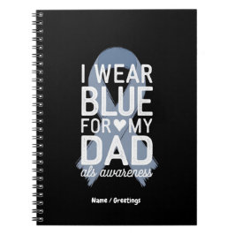 I Wear Blue For My Dad Shirt ALS Awareness Gift Notitieboek