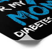 I Wear Blue For My Mom Diabetes Awareness Ribbon 1 Poster (Hoek)