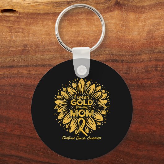 I Wear Gold For My Mom - Gold Sunflower Childhood  Sleutelhanger (Voorkant)
