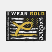 I Wear Gold Warrior Childhood Cancer Awareness Ame Fleece Deken (Voorkant (Horizontaal))