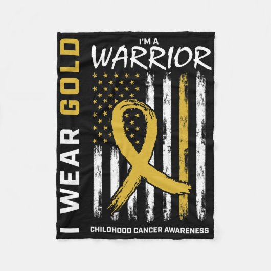 I Wear Gold Warrior Childhood Cancer Awareness Ame Fleece Deken (Voorkant)