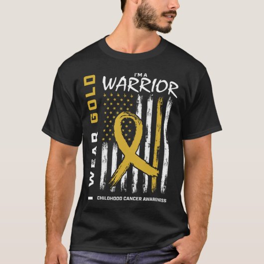 I Wear Gold Warrior Childhood Cancer Awareness Ame T-shirt (Voorkant)