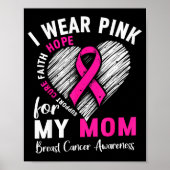 I Wear Nk For My Mom Breast Cancer Awareness Suprt Poster (Voorkant)