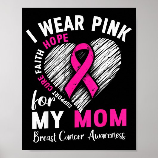 I Wear Nk For My Mom Breast Cancer Awareness Suprt Poster (Voorkant)
