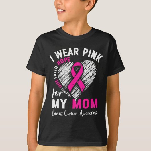 I Wear Nk For My Mom Breast Cancer Awareness Suprt T-shirt (Voorkant)