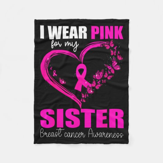 I Wear Nk For My Sister Breast Cancer Heart Ribbon Fleece Deken (Voorkant)