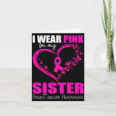 I Wear Nk For My Sister Breast Cancer Heart Ribbon Kaart (Voorkant)