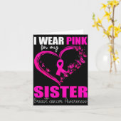 I Wear Nk For My Sister Breast Cancer Heart Ribbon Kaart (Gele Bloem)