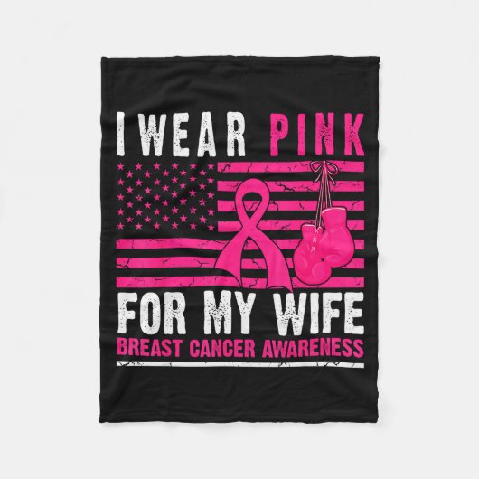 I Wear Nk For My Wife Breast Cancer Husband Cancer Fleece Deken (Voorkant)