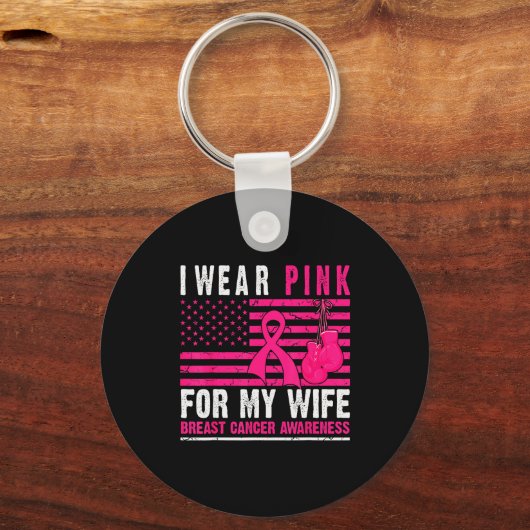 I Wear Nk For My Wife Breast Cancer Husband Cancer Sleutelhanger (Voorkant)