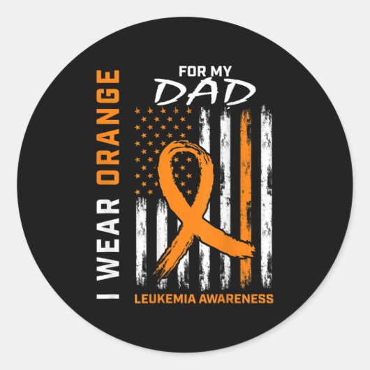 I Wear Orange For My Dad Leukemia Awareness Americ Ronde Sticker (Voorkant)