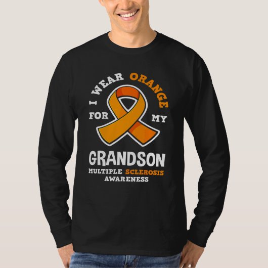 I Wear Orange For My Grandson Multiple Scelrosis A T-shirt (Voorkant)