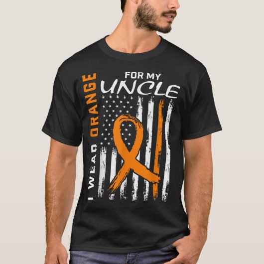 I Wear Orange For My Uncle Leukemia Cancer  T-shirt (Voorkant)