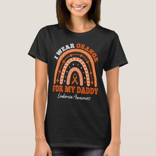 I Wear Orange Ribbon For Daddy Leukemia Awareness  T-shirt (Voorkant)