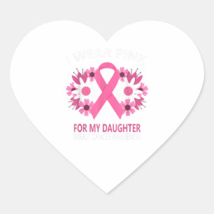 I Wear Pink For My Daughter Breast Cancer Hart Sticker