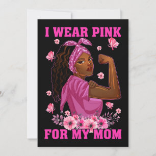 I Wear Pink For My Mom Breast Cancer Awareness Bla Kaart