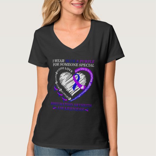 I Wear Purple & Blue For Rheumatoid Arthritis Warr T-shirt (Voorkant)