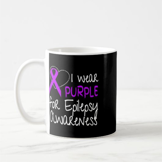 I Wear Purple For Epilepsy Awareness Ribbon  Koffiemok (Links)
