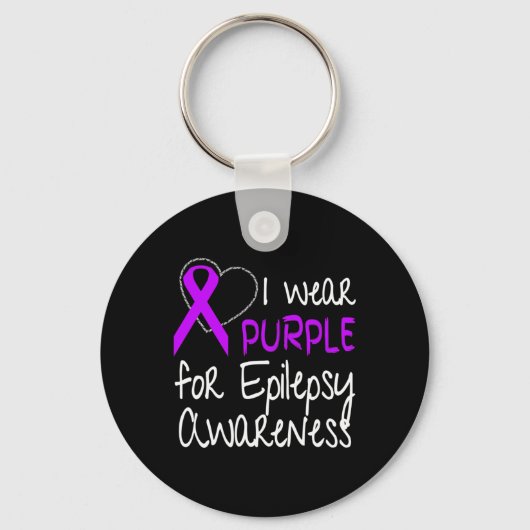 I Wear Purple For Epilepsy Awareness Ribbon  Sleutelhanger (Voorkant)