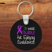 I Wear Purple For Epilepsy Awareness Ribbon  Sleutelhanger (Voorkant)