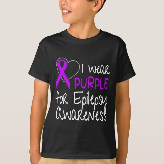 I Wear Purple For Epilepsy Awareness Ribbon  T-shirt (Voorkant)