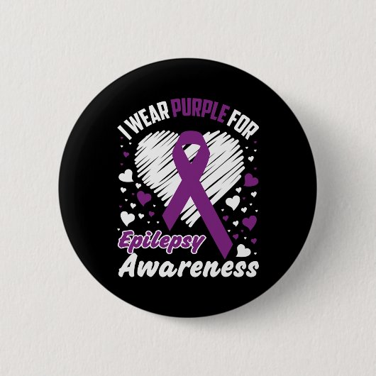 I Wear Purple For Epilepsy Awareness Ronde Button 5,7 Cm (Voorkant)