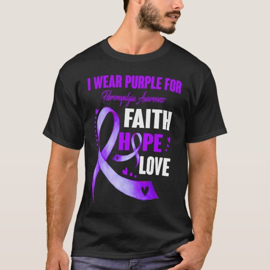 I Wear Purple For Fibromyalgia Awareness T-shirt (Voorkant)