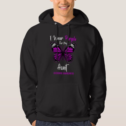 I Wear Purple For My Aunt Overdose Awareness Butte Hoodie (Voorkant)