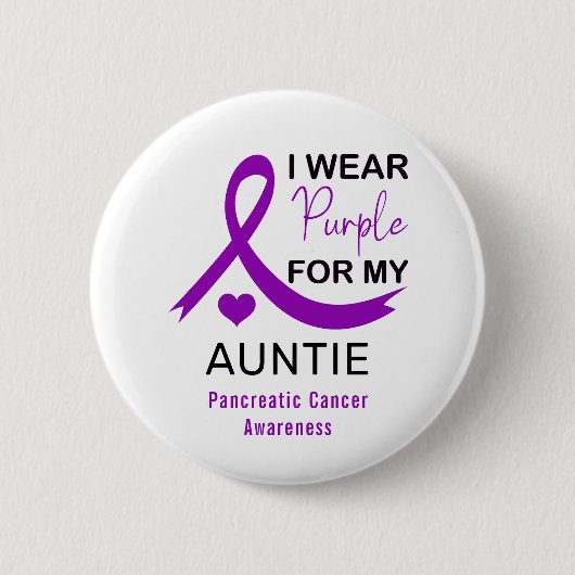 I Wear Purple For My Auntie Pancreatic Cancer Ronde Button 5,7 Cm (Voorkant)