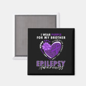 I Wear Purple For My Brother Epilepsy Awareness Su Magneet (Voorkant / Achterkant)