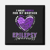 I Wear Purple For My Brother Epilepsy Awareness Su Magneet (Voorkant)