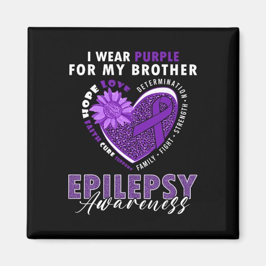 I Wear Purple For My Brother Epilepsy Awareness Su Magneet (Voorkant)