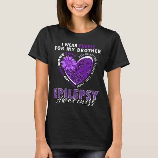 I Wear Purple For My Brother Epilepsy Awareness Su T-shirt (Voorkant)