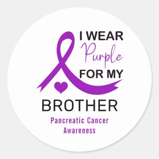 I Wear Purple For My Brother Pancreatic Cancer Ronde Sticker (Voorkant)