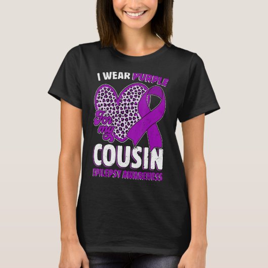 I Wear Purple For My Cousin Epilepsy Awareness Leo T-shirt (Voorkant)