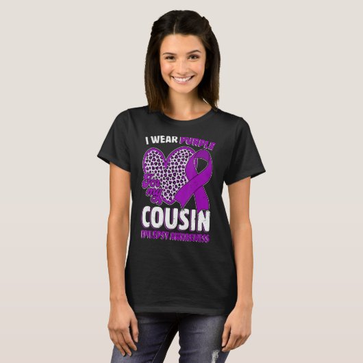 I Wear Purple For My Cousin Epilepsy Awareness Leo T-shirt (Voorkant volledig)