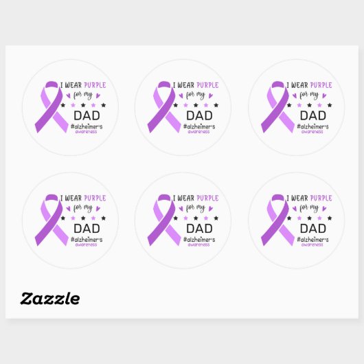 I Wear Purple For My Dad Alzheimer Awareness Ronde Sticker (Vel)