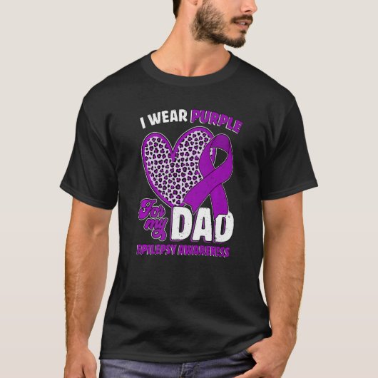 I Wear Purple For My Dad Epilepsy Awareness Leopar T-shirt (Voorkant)