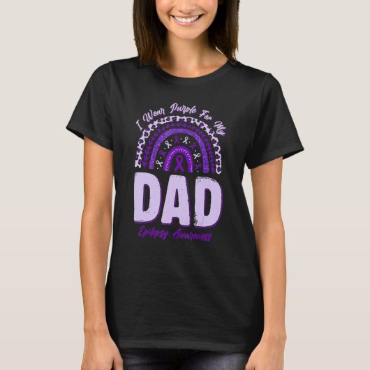 I Wear Purple For My Dad Epilepsy Awareness Rainbo T-shirt (Voorkant)