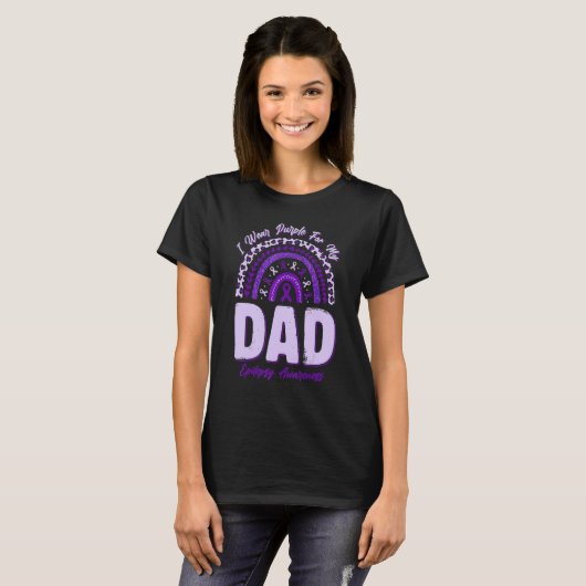 I Wear Purple For My Dad Epilepsy Awareness Rainbo T-shirt (Voorkant volledig)