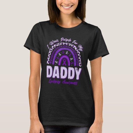 I Wear Purple For My Daddy Epilepsy Awareness Rain T-shirt (Voorkant)