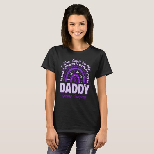 I Wear Purple For My Daddy Epilepsy Awareness Rain T-shirt (Voorkant volledig)