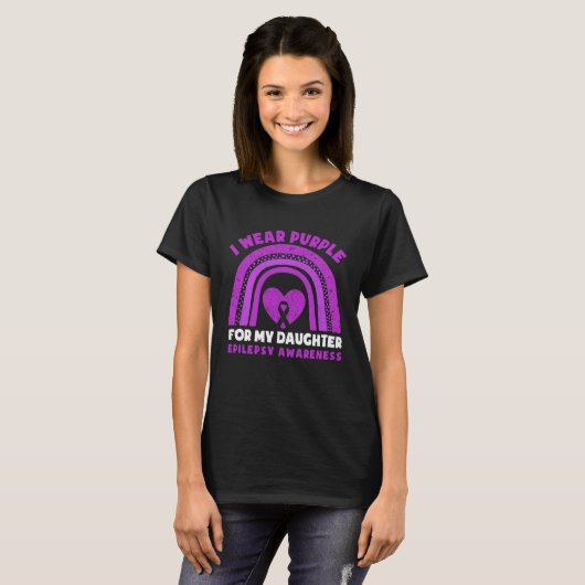 I Wear Purple For My Daughter Epilepsy Awareness M T-shirt (Voorkant volledig)