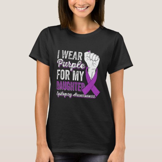 I Wear Purple For My Daughter Ribbon Epilepsy Awar T-shirt (Voorkant)