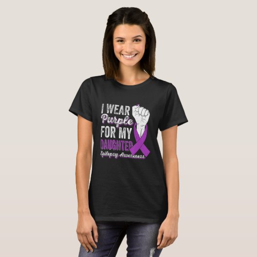 I Wear Purple For My Daughter Ribbon Epilepsy Awar T-shirt (Voorkant volledig)