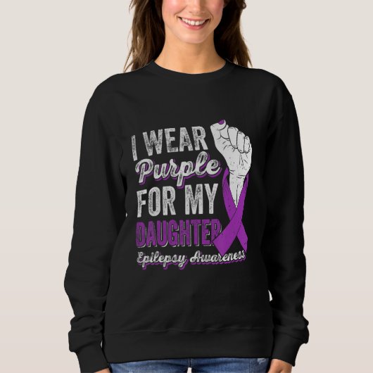 I Wear Purple For My Daughter Ribbon Epilepsy Awar Trui (Voorkant)