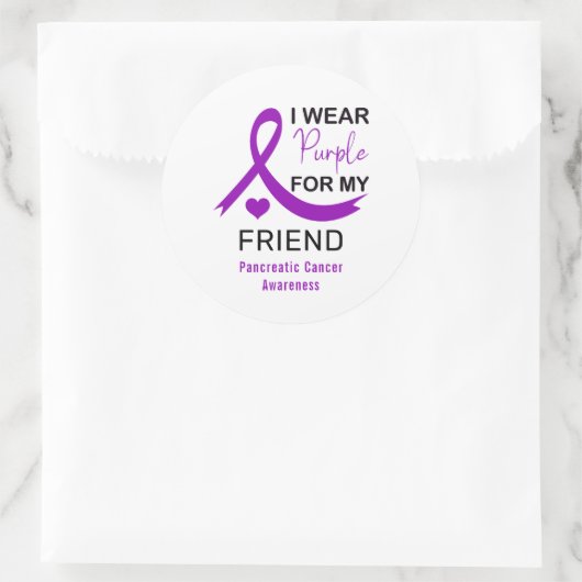 I Wear Purple For My Friend Pancreatic Cancer Ronde Sticker (Tas)