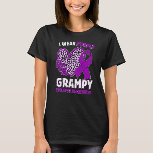 I Wear Purple For My Grampy Epilepsy Awareness Leo T-shirt (Voorkant)